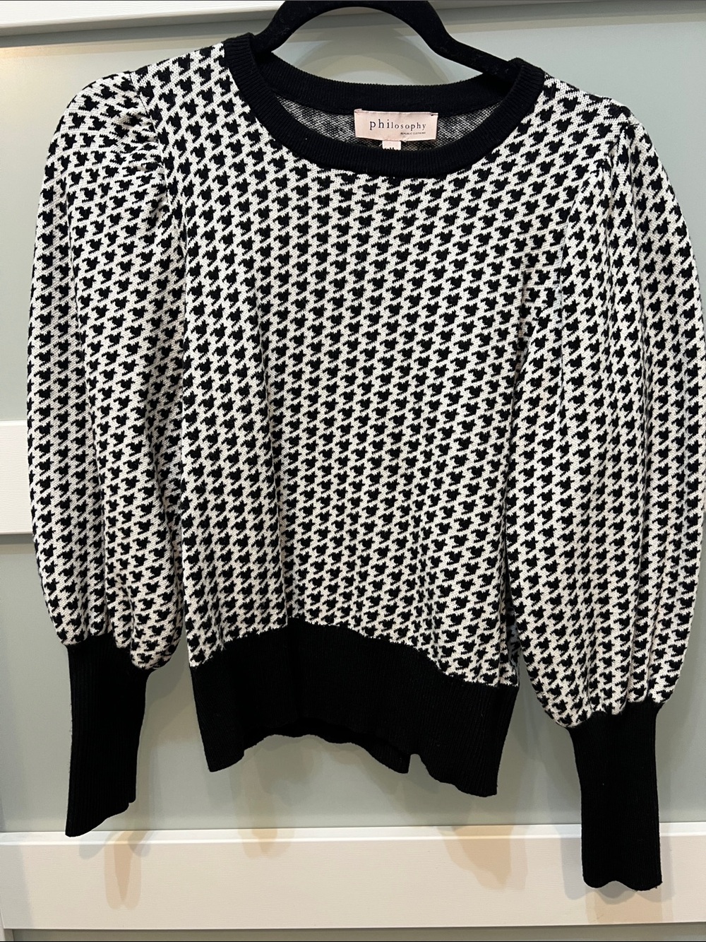 Philosophy Balloon Sleeve Houndstooth Sweater
